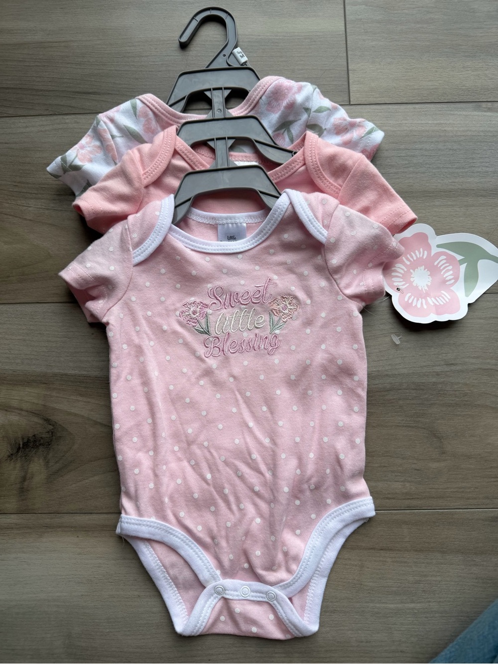 Pink Girls' Short-Sleeve One-Piece Bodysuit - Sweet Little Blessing